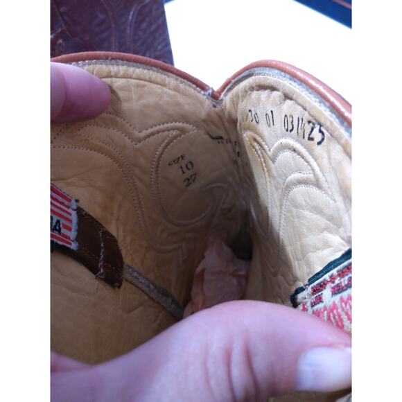 Mens Western Reptile skin cowboy boots SZ 10 brown Point toe made USA Los Altos - Picture 9 of 12